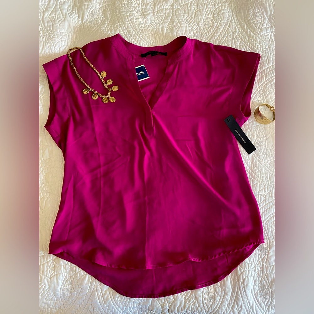 Fuchsia Short Sleeve Blouse NWT